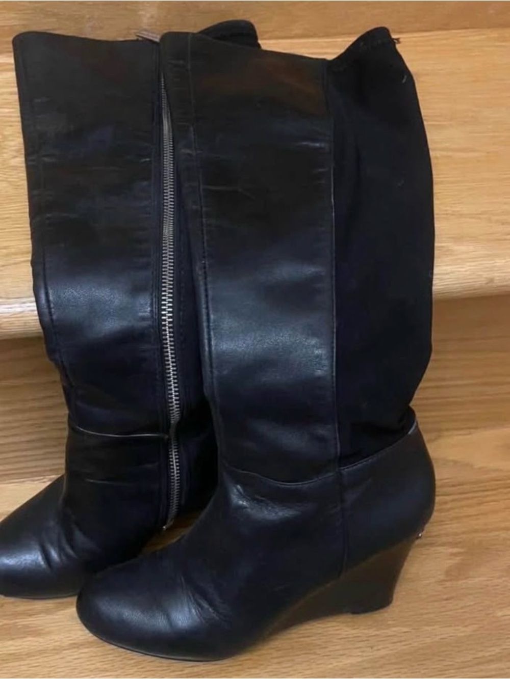 MICHAEL Michael Kors Black Knee-High Wedge Boots